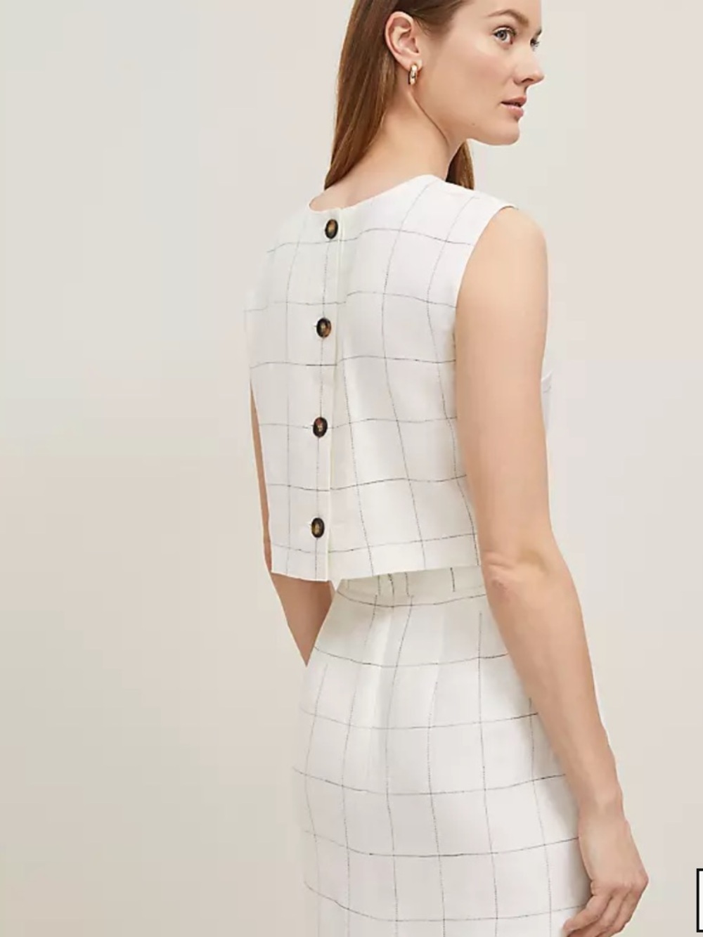 Ann Taylor Winowpane Linen Skirt